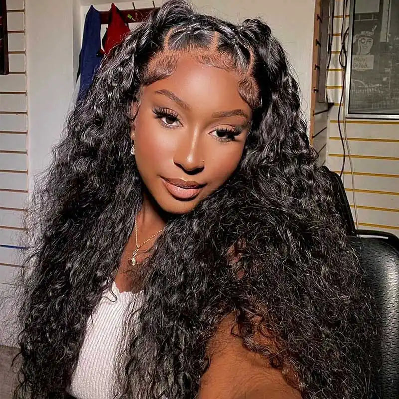 LIVIA 13x6 HD Lace Frontal Deep Wave Natural Black Human Hair Pre Bleached Knots Wig