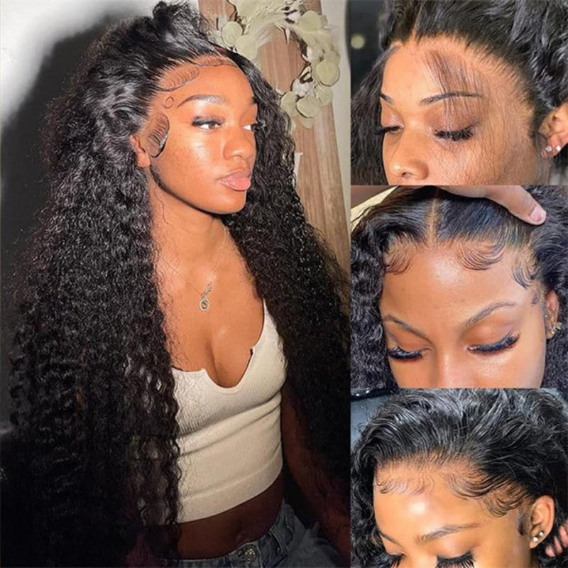 LIVIA 13x6 HD Lace Frontal Deep Wave Natural Black Human Hair Pre Bleached Knots Wig