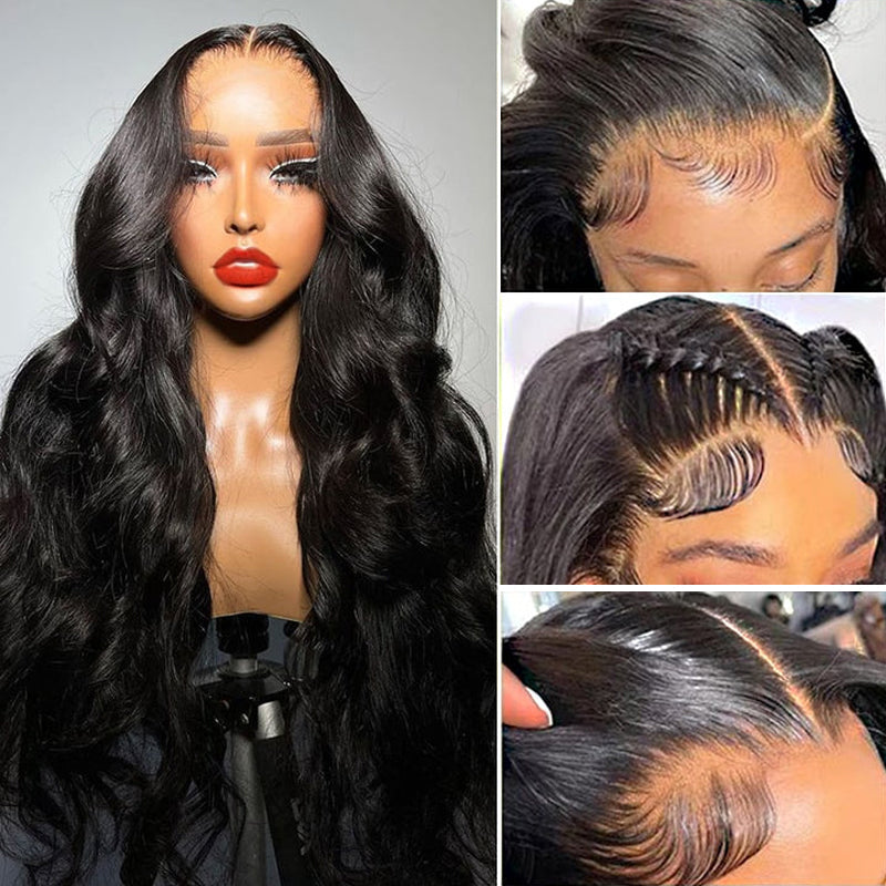LIVIA 13x4 HD Full Lace Frontal Pre Bleached Knots Natural Black Body Wave Human Hair Wigs