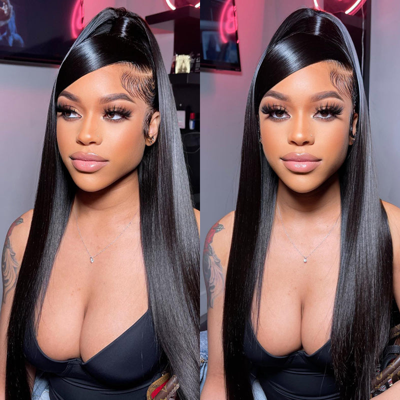 LIVIA 6x6 HD Lace Straight/Loose Body Wave Closure Natural Black Human Hair Pre Bleached Knots Wigs