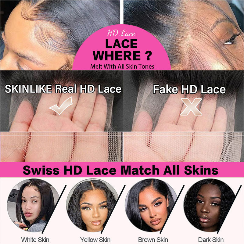 LIVIA Deep Wave Full HD Lace Wig 14-30Inch Natural Black Human Hair Pre Bleached Knots Wig