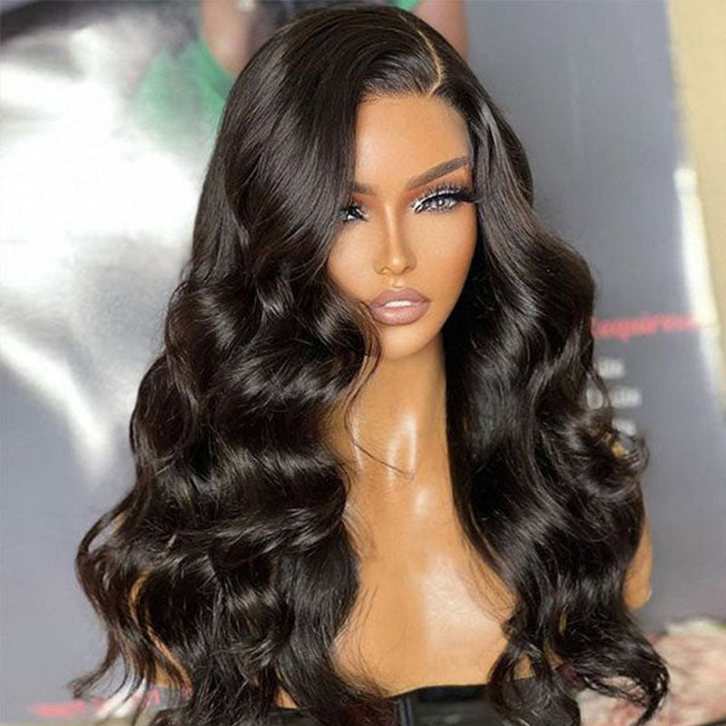 LIVIA 13x6 HD Lace Frontal Body Wave Wig Natural Black Human Hair Pre Bleached Knots Wig