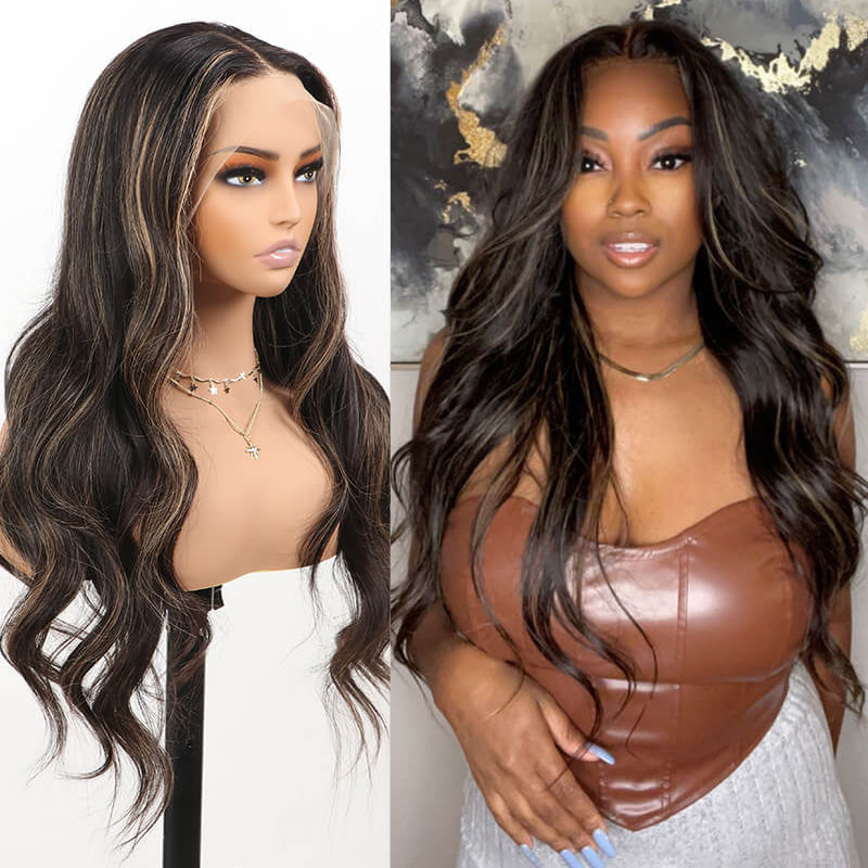 LIVIA Loose Body Wave/Straight New Highlight Gold Sand Wig 13x4 Full Lace Frontal Wigs