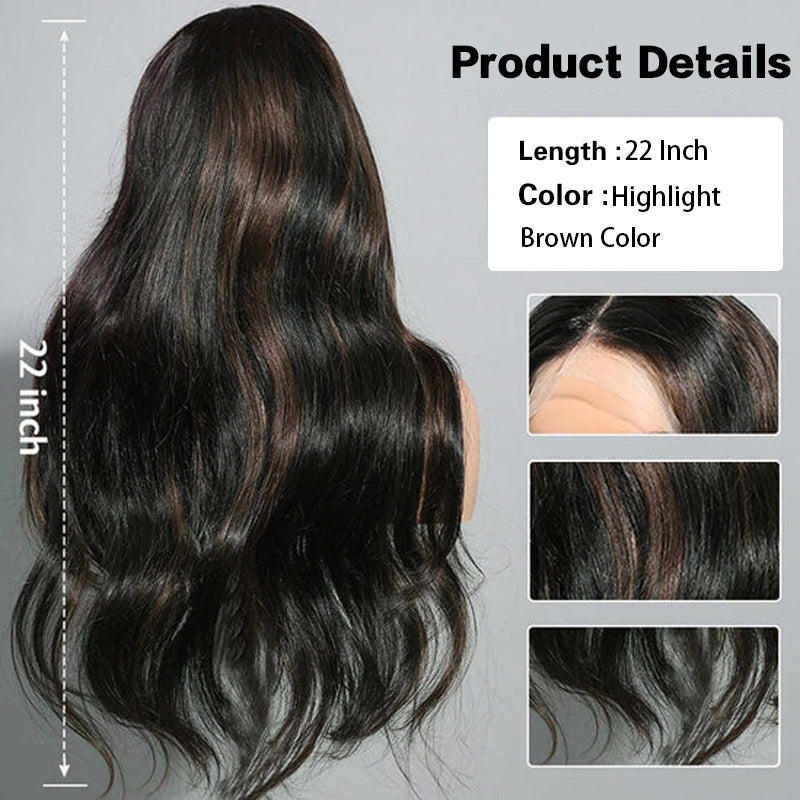 LIVIA Loose Body Wave 13x4 Full Lace Frontal Brown Highlight Human Hair Wig Beginner-Friendly