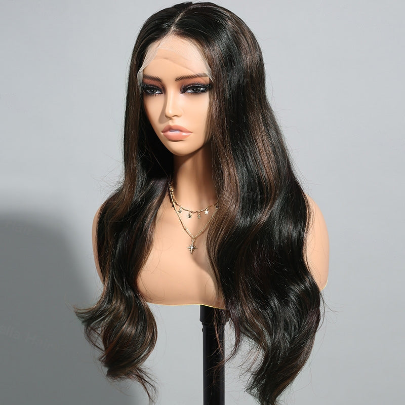 LIVIA Loose Body Wave 13x4 Full Lace Frontal Brown Highlight Human Hair Wig Beginner-Friendly