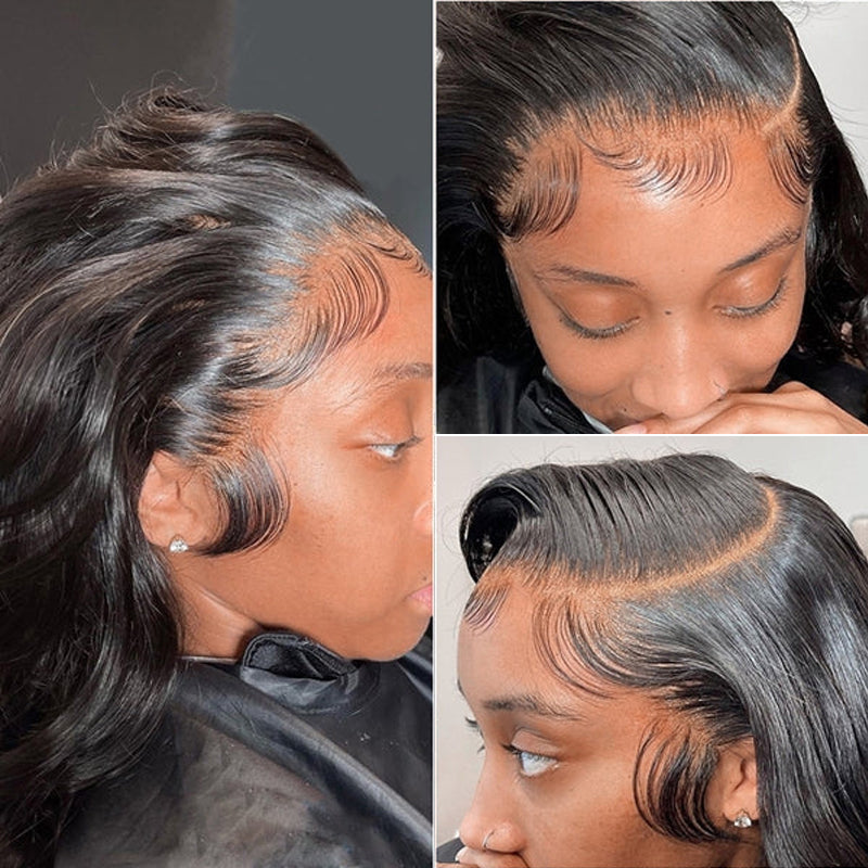 LIVIA 13x4 HD Lace Frontal Body Wave Natural Black Human Hair Pre Bleached Knots Wig