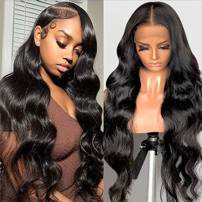 LIVIA 13x4 HD Lace Frontal Body Wave Natural Black Human Hair Pre Bleached Knots Wig