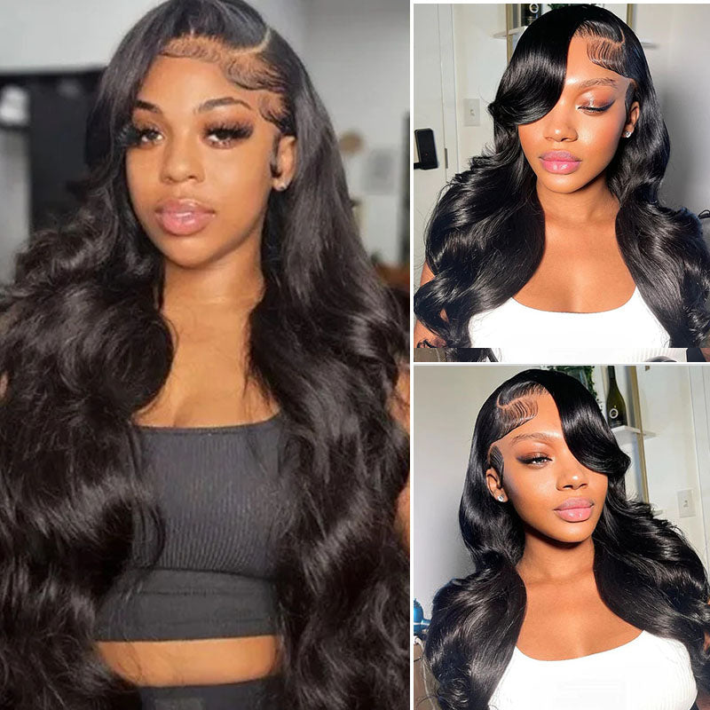 LIVIA 13x4 HD Lace Frontal Body Wave Natural Black Human Hair Pre Bleached Knots Wig