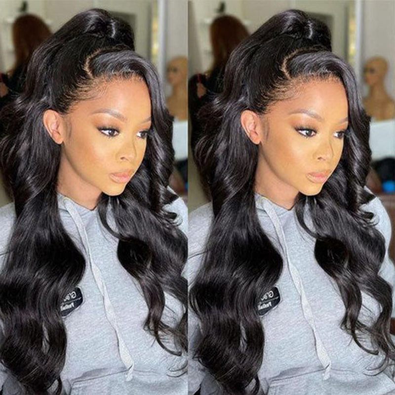 LIVIA 13x6 HD Lace Frontal Body Wave Wig Natural Black Human Hair Pre Bleached Knots Wig