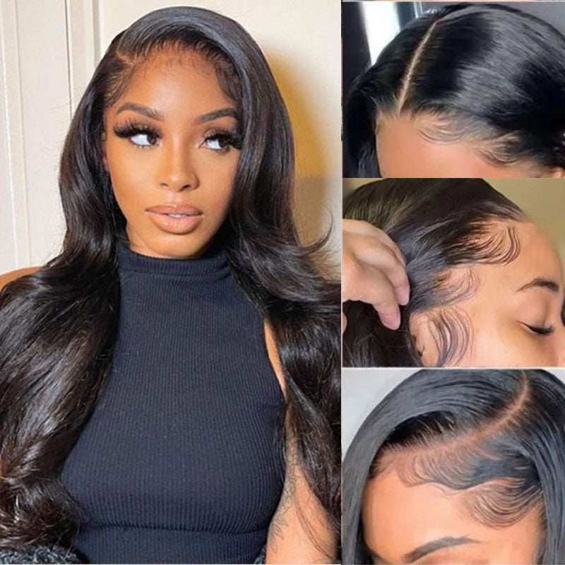 LIVIA 13x6 HD Lace Frontal Body Wave Wig Natural Black Human Hair Pre Bleached Knots Wig