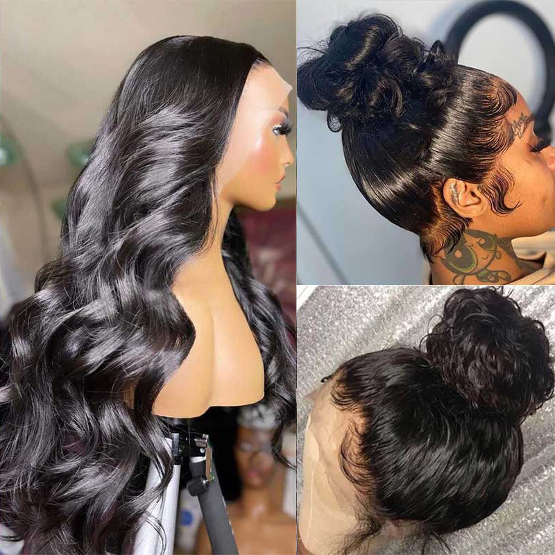 LIVIA Body Wave 360 HD Lace Frontal Wig Natural Black Human Hair  Pre Bleached Knots Wig