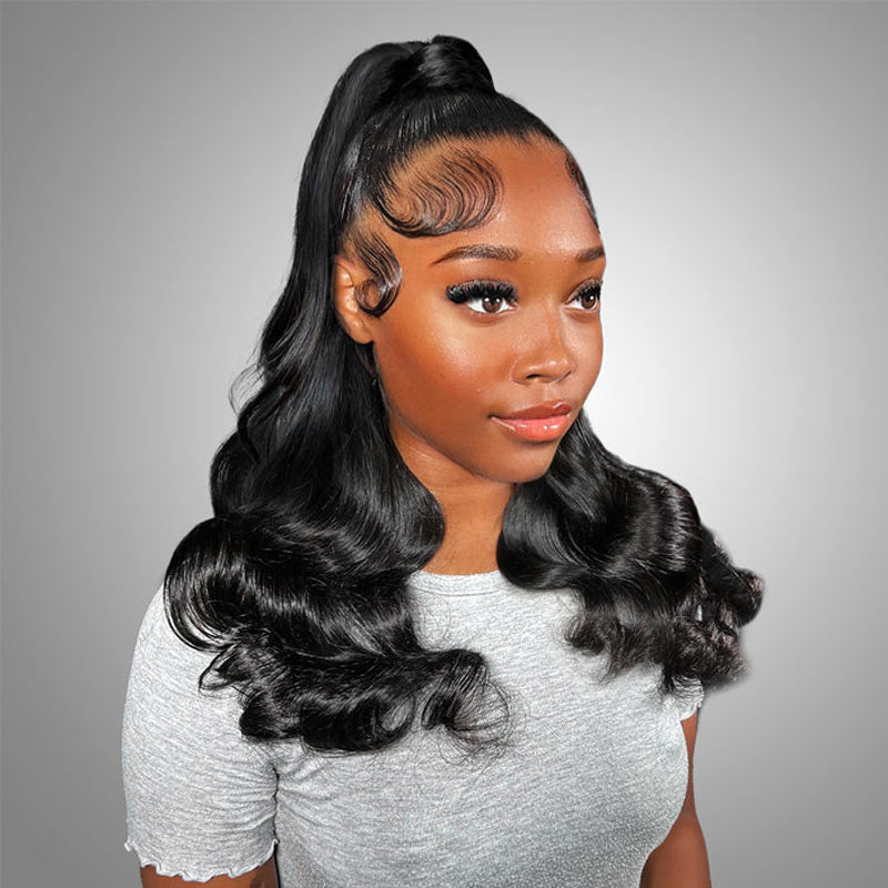LIVIA Body Wave 360 HD Lace Frontal Wig Natural Black Human Hair  Pre Bleached Knots Wig