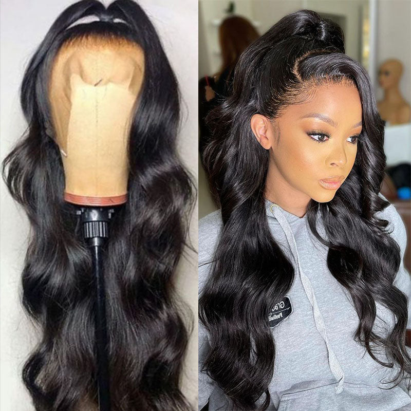 LIVIA Body Wave 360 HD Lace Frontal Wig Natural Black Human Hair  Pre Bleached Knots Wig