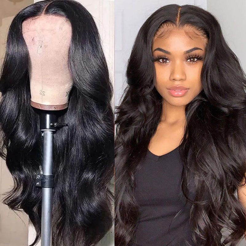LIVIA 5x5 HD Lace Closure Body Wave Wig Natural Black Human Hair Pre Bleached Knots Wig