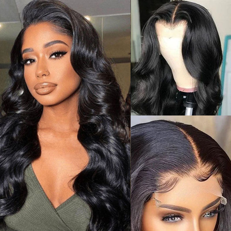 LIVIA 5x5 HD Lace Closure Body Wave Wig Natural Black Human Hair Pre Bleached Knots Wig