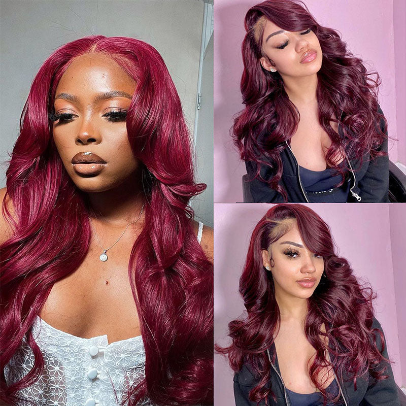 LIVIA Body Wave 99J Color 13x4 HD Lace Front Wig Human Hair Wig