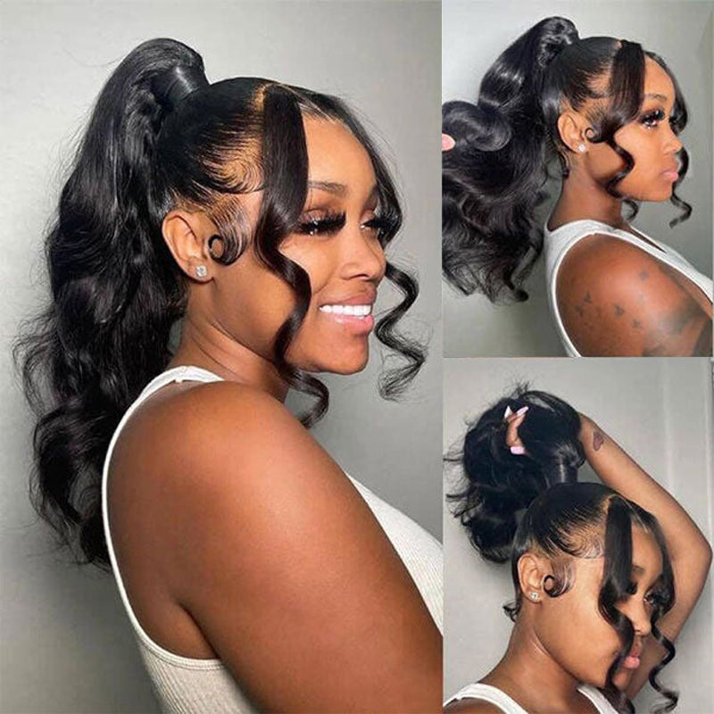 LIVIA Body Wave Full HD Lace Wig Natural Black Human Hair Pre Bleached Knots Wig