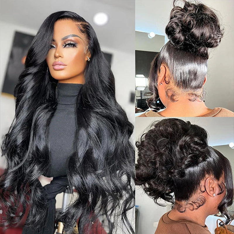 LIVIA Body Wave Full HD Lace Wig Natural Black Human Hair Pre Bleached Knots Wig