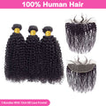 LIVIA Curly 3 Bundles Hair Weft With 13x4 HD Lace Frontal Human Virgin Hair
