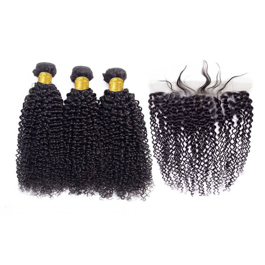 LIVIA Curly 3 Bundles With 13x6 HD Frontal Human Virgin Hair Unprocessed