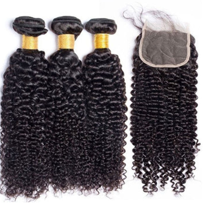 LIVIA Curly 3 Pcs Bundles Hair Weft With 5x5 HD Lace Closure Human Virgin Hair
