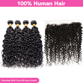 LIVIA Curly 4 Pcs Bundles Hair Weft With 13x4 HD Lace Frontal Natural Black Human Virgin hair