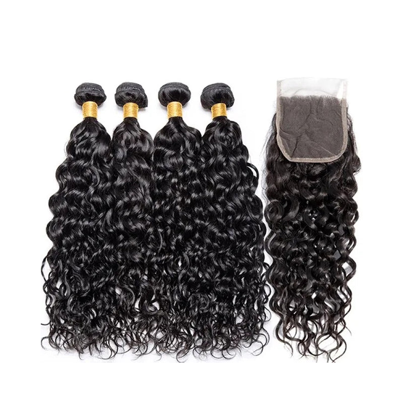 LIVIA Curly 4 Pcs Bundles Hair Weft With 5x5 HD Lace Closure Human Virgin Hair