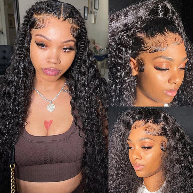 LIVIA 13x6 HD Lace Frontal Deep Wave Natural Black Human Hair Pre Bleached Knots Wig