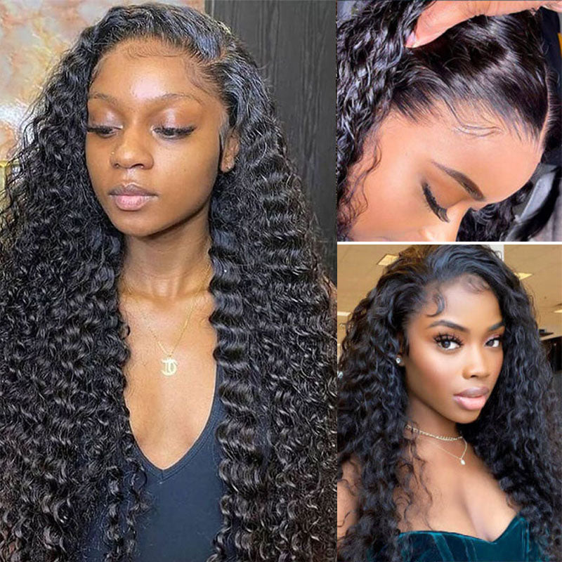 LIVIA 13x6 HD Lace Frontal Deep Wave Natural Black Human Hair Pre Bleached Knots Wig
