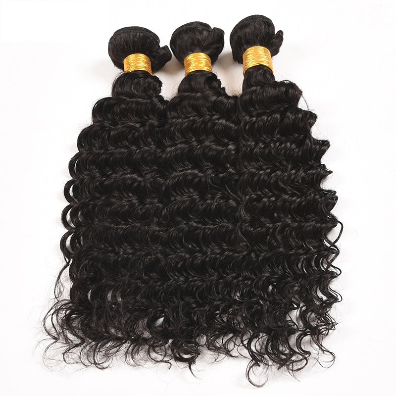 LIVIA Deep Wave 3 Bundles With 13x6 HD Frontal Human Virgin Hair Unprocessed