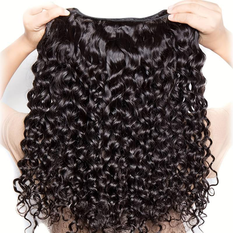 LIVIA Deep Wave 3 Bundles Hair Weft With 5x5 HD Lace Closure Human Hair
