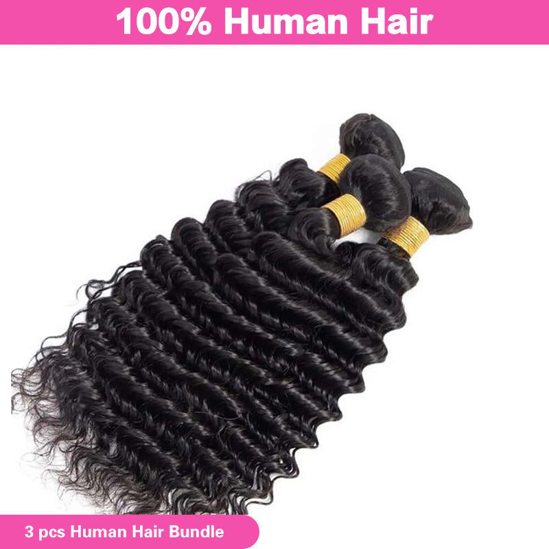 LIVIA Deep Wave 3 Bundles Unprocessed Virgin Human Hair Weave