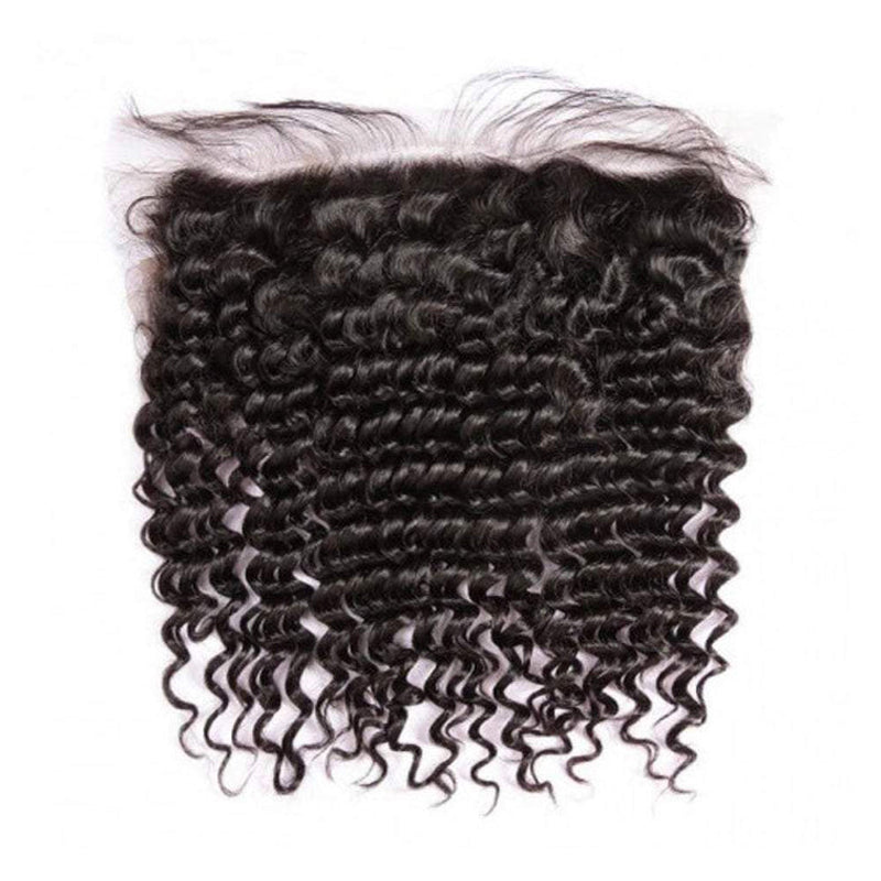 LIVIA Deep Wave 13x6 HD Lace Frontal With 4 Pcs Bundles Hair Weft Natural Black Human Virgin Hair