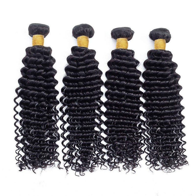 LIVIA Deep Wave 4 Bundles Hair Weft With 5x5 HD Lace Closure Human Hair