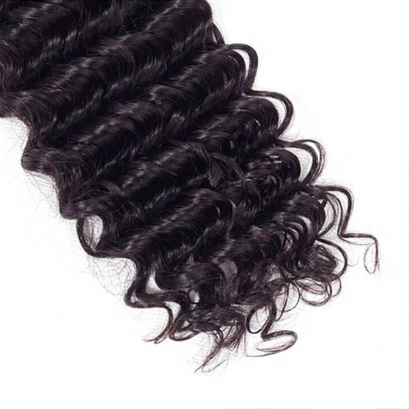 LIVIA Deep Wave 4 Bundles Hair Weft With 5x5 HD Lace Closure Human Hair