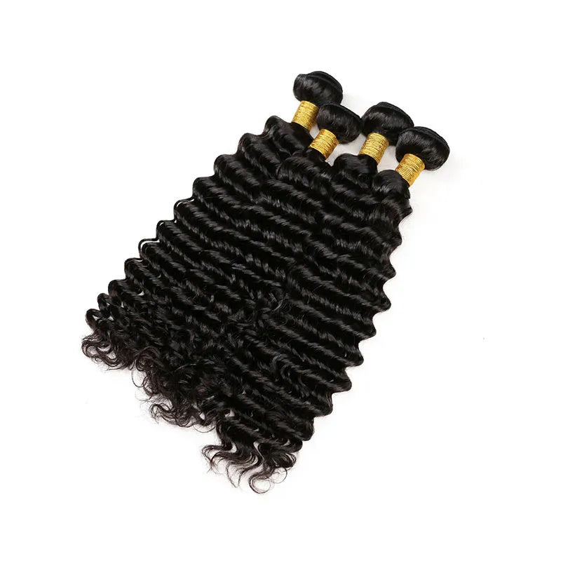 LIVIA Deep Wave 4 Bundles Natural Black Unprocessed Virgin Human Hair