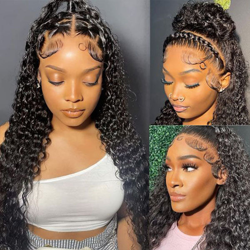 LIVIA Deep Wave Full HD Lace Wig 14-30Inch Natural Black Human Hair Pre Bleached Knots Wig