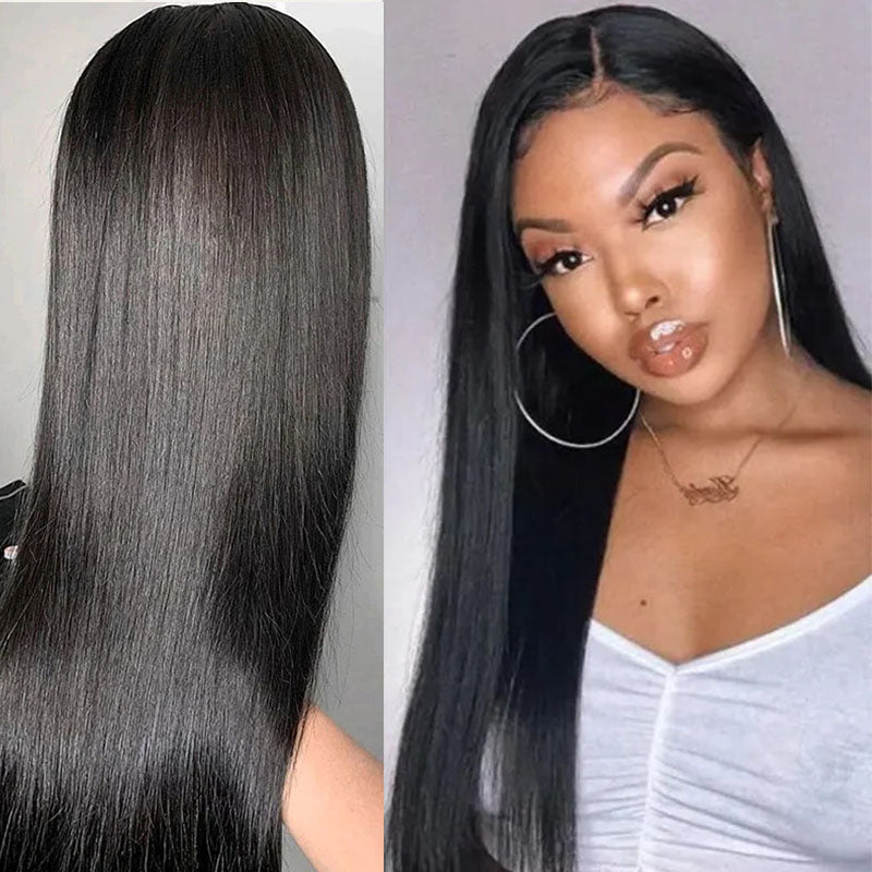 LIVIA  Pre Styled Straight Glueless 5x5 HD Lace Closure Wig Natural Black Human Hair Wig