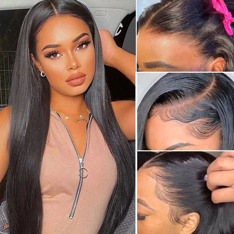 LIVIA  Pre Styled Straight Glueless 5x5 HD Lace Closure Wig Natural Black Human Hair Wig