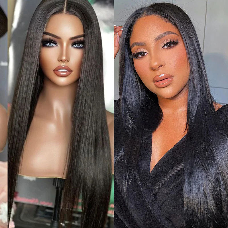 LIVIA  Pre Styled Straight Glueless 5x5 HD Lace Closure Wig Natural Black Human Hair Wig