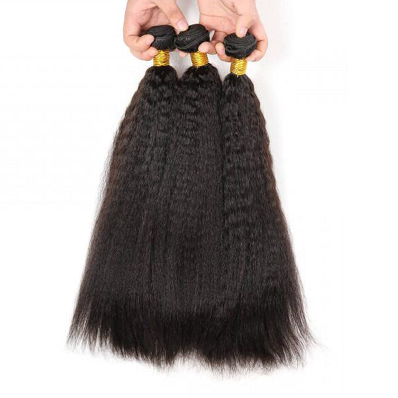 LIVIA Kinky Straight 14-30 Inch 3 Pcs Bundles Natural Black Human Hair