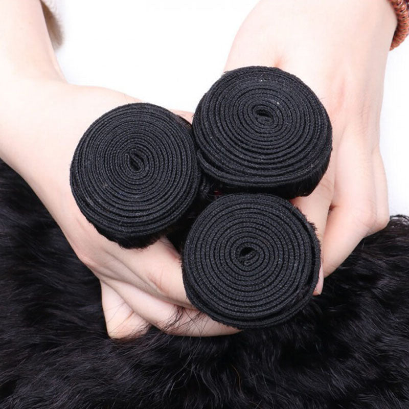 LIVIA Kinky Straight 14-30 Inch 3 Pcs Bundles Natural Black Human Hair