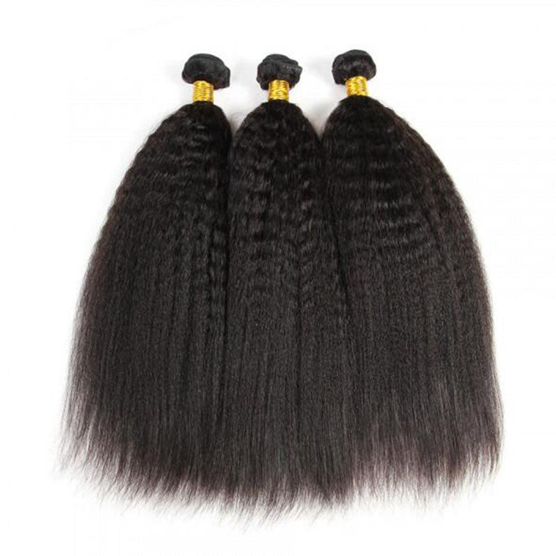 LIVIA Kinky Straight 14-30 Inch 3 Pcs Bundles Natural Black Human Hair