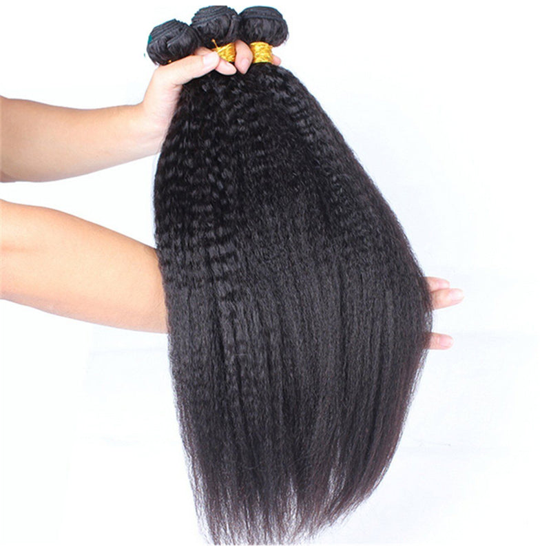 LIVIA Kinky Straight 4 Pcs Bundles Natural Black Human Hair