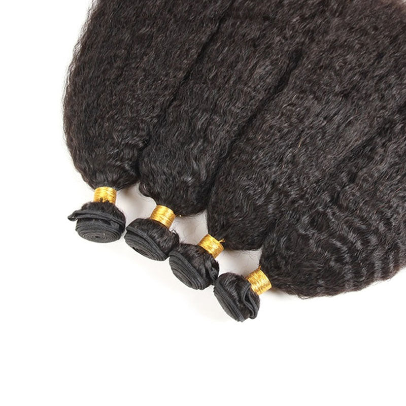 LIVIA Kinky Straight 4 Pcs Bundles Natural Black Human Hair