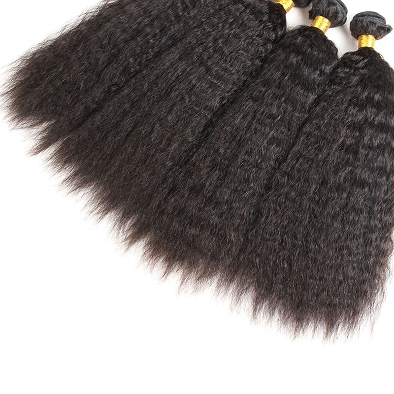 LIVIA Kinky Straight 4 Pcs Bundles Natural Black Human Hair
