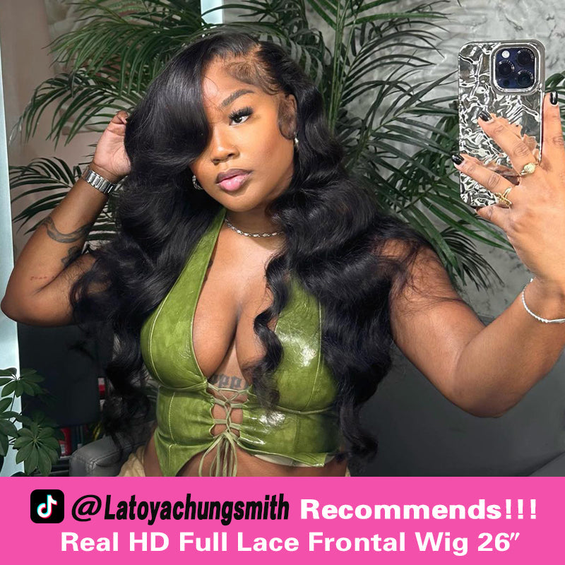 LIVIA Full Size? 13x6 HD Lace Frontal All Pre Styled Loose Body Wave Natural Black Wig