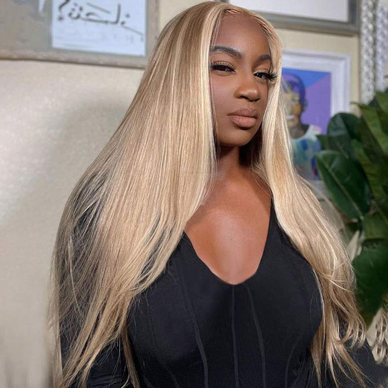 LIVIA Full Size? 13x6 Lace Blonde Brown Highlights P10/613 Loose Body Human Hair Wig