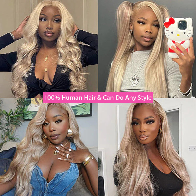 LIVIA Full Size? 13x6 Lace Blonde Brown Highlights P10/613 Loose Body Human Hair Wig