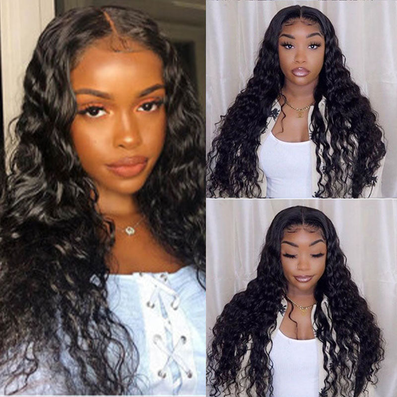 LIVIA 13x6 HD Lace Frontal Loose Deep Wave Natural Black Wig Human Hair Pre Bleached Knots Wig